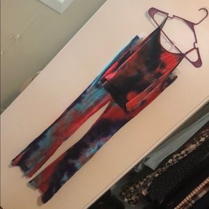 2-Piece matching red and blue tye die outfit!